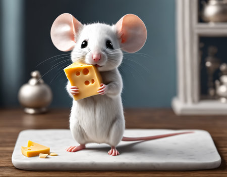 Mouse holding piece of cheese. Generative AIの素材