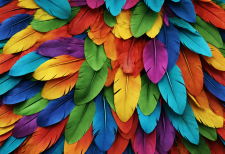 Multi colored feathers. Generative AIの素材