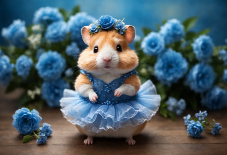 Hamster dancing in tutu skirt. Generative AIの素材