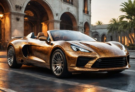 Sportscar driving on a road. Generative AIの素材