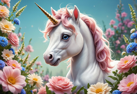 Cute and adorable little unicorn. Generative AIの素材