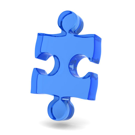 Glass puzzle on white background. Isolated 3D illustrationの写真素材
