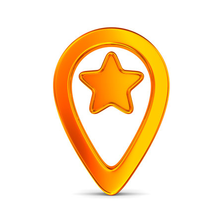 Orange pointer marker on white background. Isolated 3D illustrationの写真素材