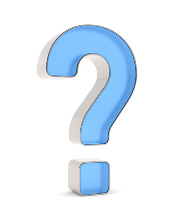 glass question mark on white background. Isolated 3D illustrationの写真素材
