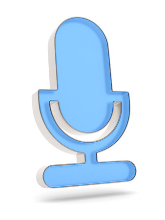 Microphone on white background. Isolated 3D illustrationの写真素材