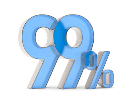 Ninety nine percent on white background. Isolated 3D illustrationの写真素材