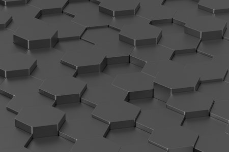 Black hexagon background. 3D illustration