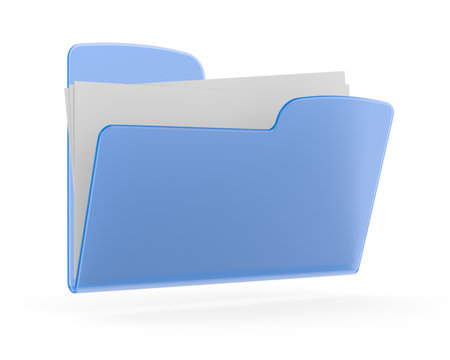 Blue folder on white background. Isolated 3D illustrationの写真素材