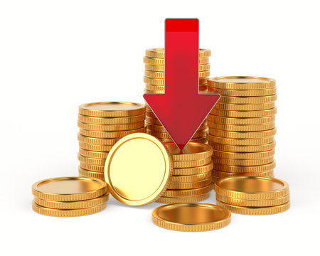 Growth financial business on white background. Isolated 3D illustrationの写真素材