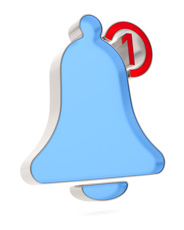 Notification bell on white background. Isolated 3D illustration