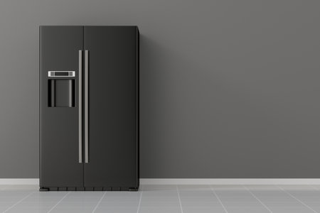 Modern refrigerator in hall. 3D illustrationの写真素材
