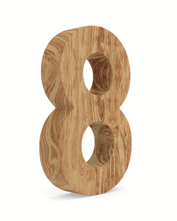 Number eight on white background. Isolated 3D illustrationの写真素材
