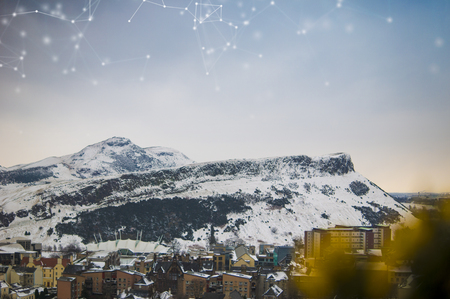 Edinburgh's sno-fi (Arthur's Seat, Scotland, winter 2018)の写真素材