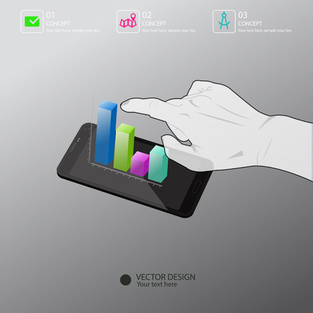 touch  smartphone with chartsのイラスト素材