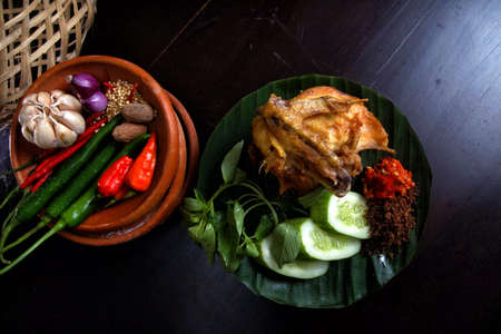 Indonesian Spiced Fried Chicken, Fried chicken with spices from Indonesiaの写真素材