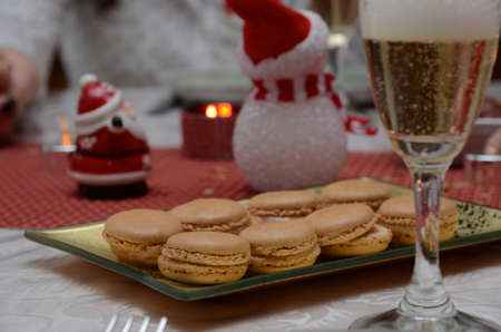 Delicious Christmas Macarons at Homeの写真素材