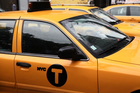 Yellow taxi cab on New York streetのeditorial素材