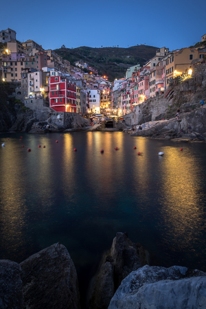 Riomaggiore at nightの写真素材