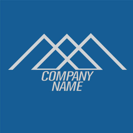 Mountains shape gray company logo on blue backgroundのイラスト素材