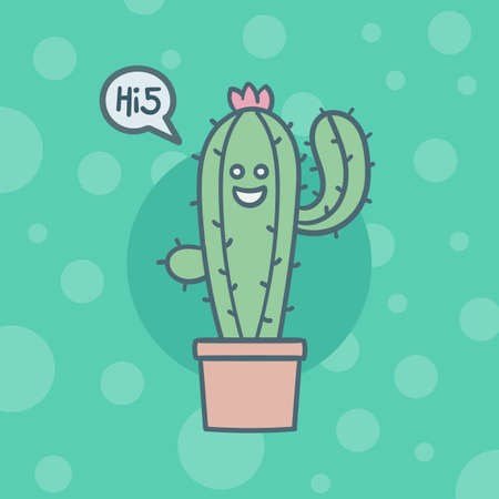 Cute cactus high five friendsのイラスト素材