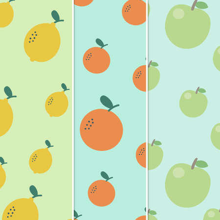 Pattern fruits orange and lemon and appleのイラスト素材