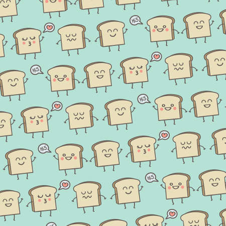 Pattern Cute Smile Toast Breakfast Background