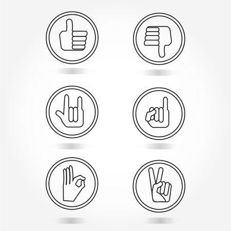 hand icon set like, unlike, love, okay, victory, reconcile symbolsのイラスト素材