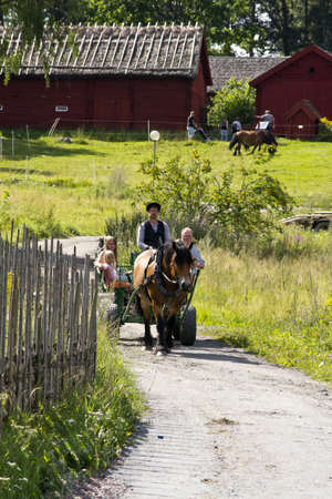 Horseride at the Open Air Museum, Västerås, Vasteras, swedenのeditorial素材