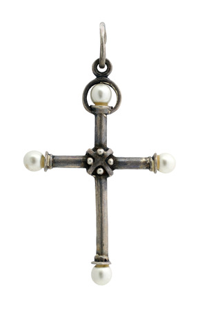Old silver cross の写真素材