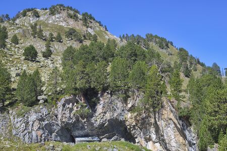 Benasque, Huesca/Spain; Aug. 22, 2017. The Posets-Maladeta Natural Park is a Spanish protected natural space. It includes two of the highest mountain peaks in the Pyrenees.の写真素材
