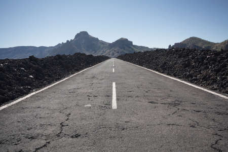 Teide National Park, Gran Canaria/Spain; Oct. 2011. Road in the Teide National Park (Tenerife Island, Spain).の写真素材