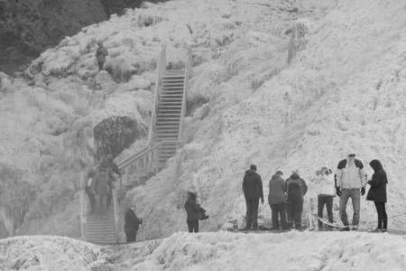 Reykjavik, Iceland; Apr. 15, 2017. Photographs of an 11-day 4x4 trip through Iceland. Day 2. From ReykjavÃ­k to VÃ­k Ã­ MÃ½rdal. Seljalandsfoss waterfall.のeditorial素材