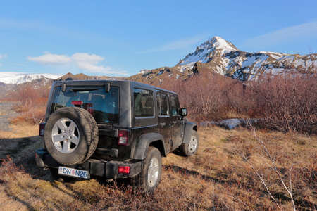 ÃÃ³rsmerkurvegur, HvolsvÃ¶llur / Iceland; Apr. 15, 2017. Photographs of an 11-day 4x4 trip through Iceland. Day 2. From ReykjavÃ­k to VÃ­k Ã­ MÃ½rdal.のeditorial素材
