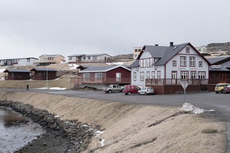 Djupivogur, Iceland; Apr. 14, 2017. Photographs of an 11-day 4x4 trip through Iceland. Day 4. From HÃ¶fn to ReyÃ°arfjÃ¶rÃ°ur.のeditorial素材