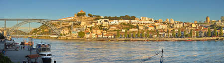 Porto, Portugal; Aug. 02, 2012. Streets of the city of Porto in summer. Panoramic view of the river Duero.のeditorial素材