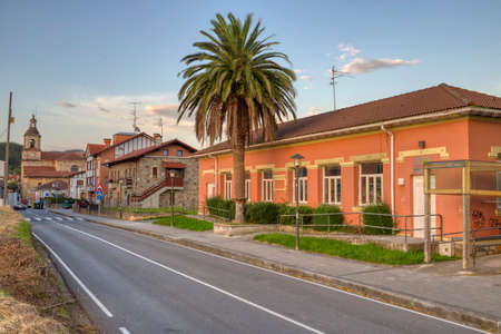 Larrabetzu, Bizkaia / Basque Country; Oct. 12, 2019. Entrance to the town of Larrabetzuのeditorial素材