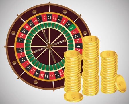 Casino golden icon isolated on white background. roulette, coins moneyのイラスト素材