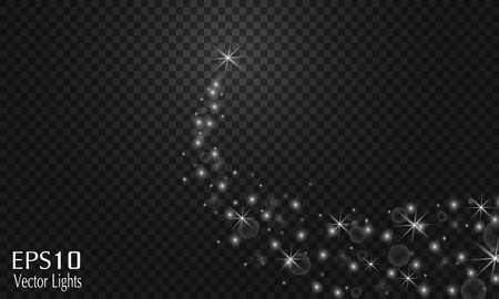 Vector sparkling falling star. Stardust trail.のイラスト素材