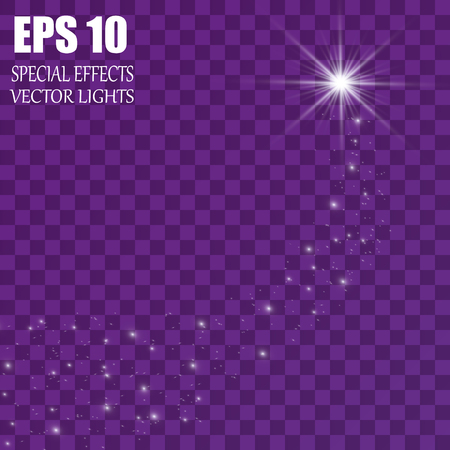 Vector sparkling falling star. Stardust trail.のイラスト素材
