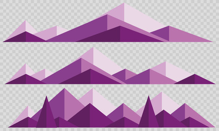Mountains low poly style set. Polygonal mountain ridges.のイラスト素材