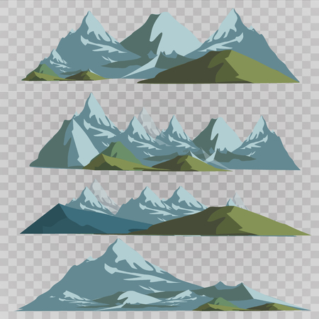 Mountains low poly style set. Polygonal mountain ridges.のイラスト素材
