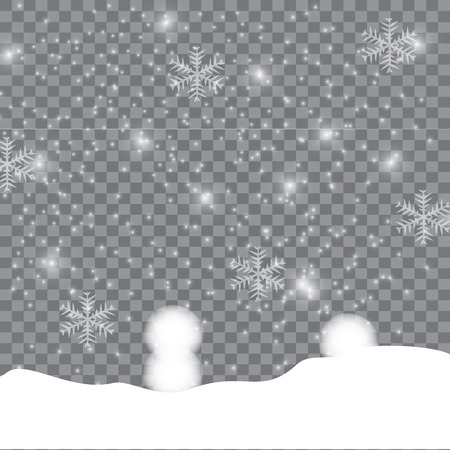 Snowfall Christmas. Snow on New Year's Eve. Festive card. Beautiful Christmas, New Year card. Vector illustration with transparency and mesh.のイラスト素材