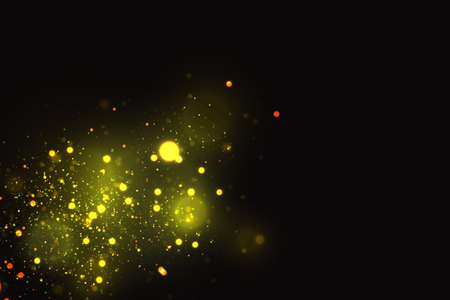 Golden particles. Glowing yellow bokeh circles abstract gold luxury background