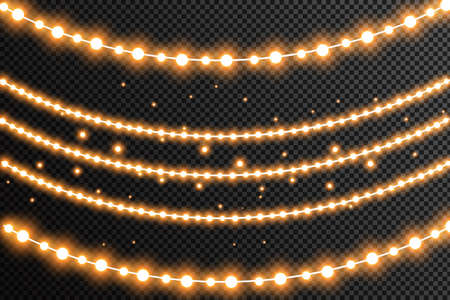 Glowing Christmas lights. Garlands, Christmas decorations lights effects. Happy New Year.