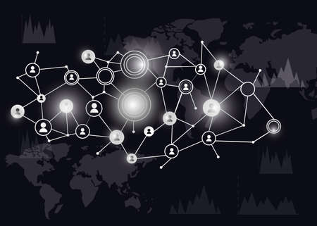 Social network concept. Mixed media. Communication and work, communication around the world.