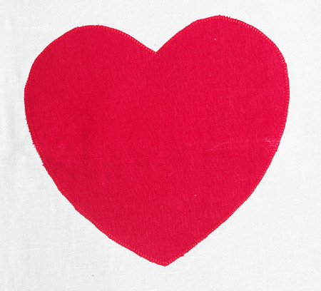 Red canvas heart for the Valentine's Dayの写真素材