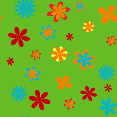 Abstract Seamless floral background on the green - vector illustrationのイラスト素材