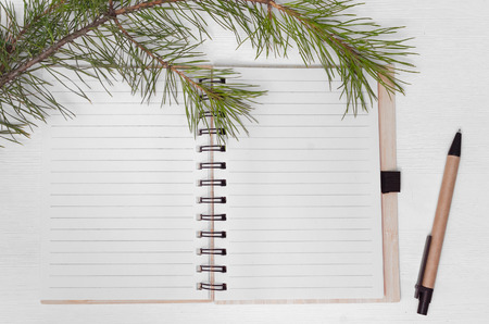 Christmas to do list template. Blank page note pad. Christmas or new year flat lay background with copy space.の写真素材