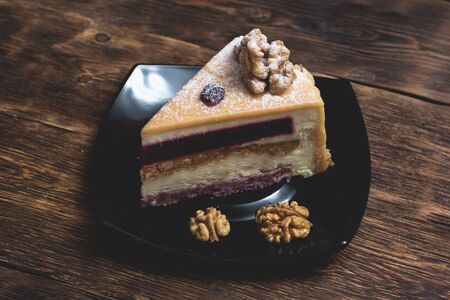 A piece of cake on a plate.の写真素材