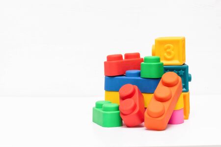 Children educational toys on the white background.